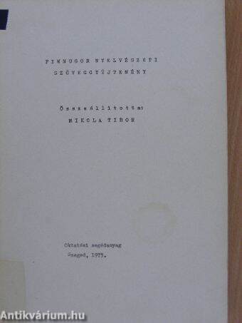 Finnugor nyelvészeti szöveggyűjtemény