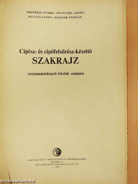 Cipész- és cipőfelsőrész-készítő szakrajz (rossz állapotú)