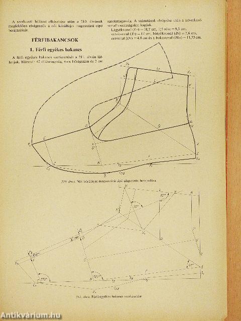 Cipész- és cipőfelsőrész-készítő szakrajz (rossz állapotú)