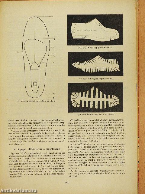 Cipész- és cipőfelsőrész-készítő szakrajz (rossz állapotú)