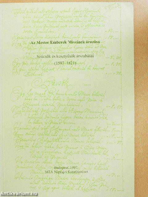 Szűcsök és kesztyűsök árszabásai (1597-1821)