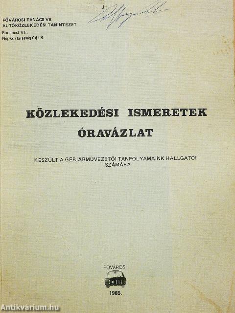 Közlekedési ismeretek óravázlat