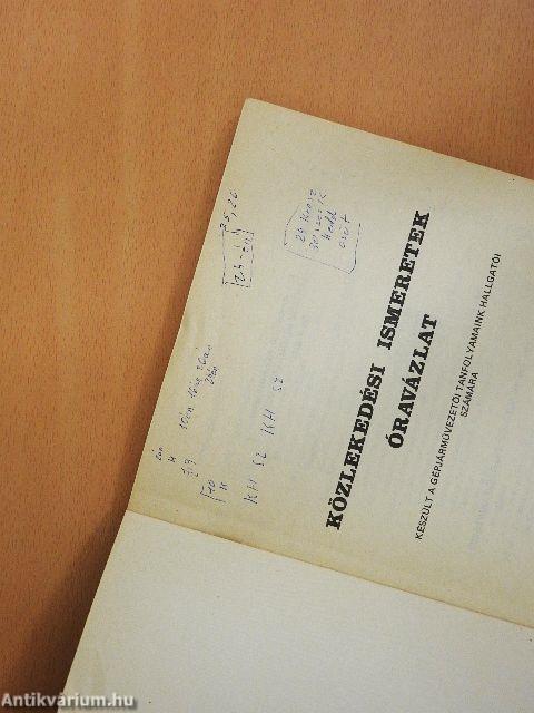 Közlekedési ismeretek óravázlat