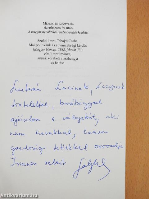 Mérleg és számvetés (dedikált példány)