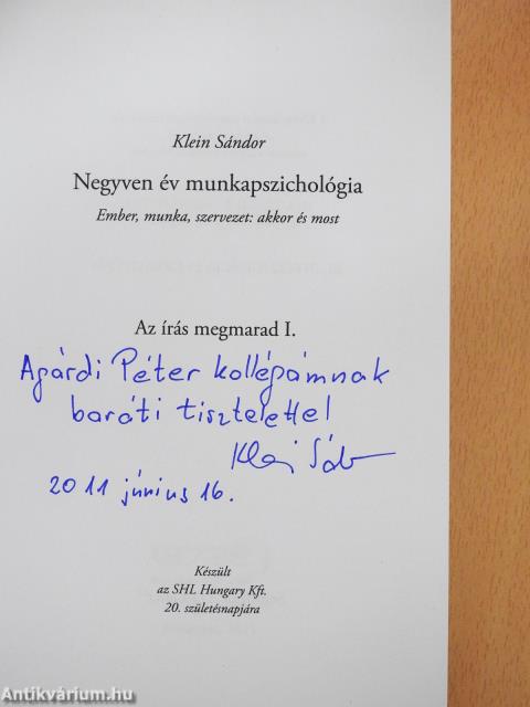 Negyven év munkapszichológia (dedikált példány)