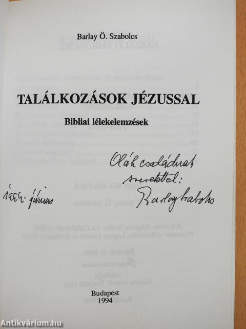 Találkozások Jézussal (dedikált példány)