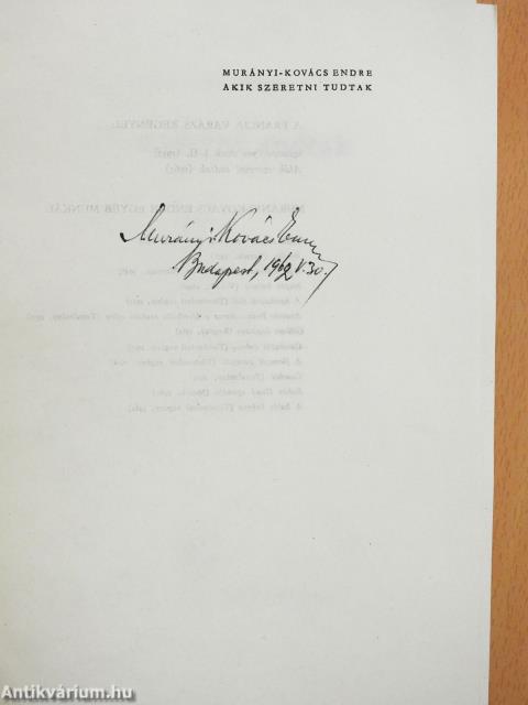 Akik szeretni tudtak (aláírt példány)