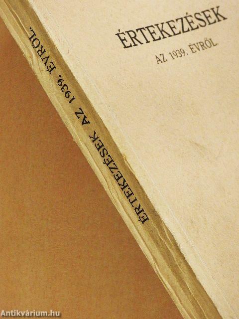 Értekezések az 1939. évről