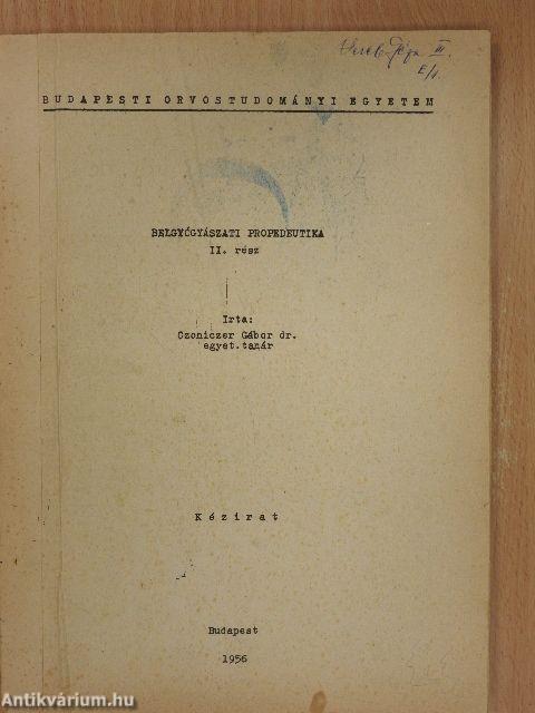 Belgyógyászati propedeutika II.