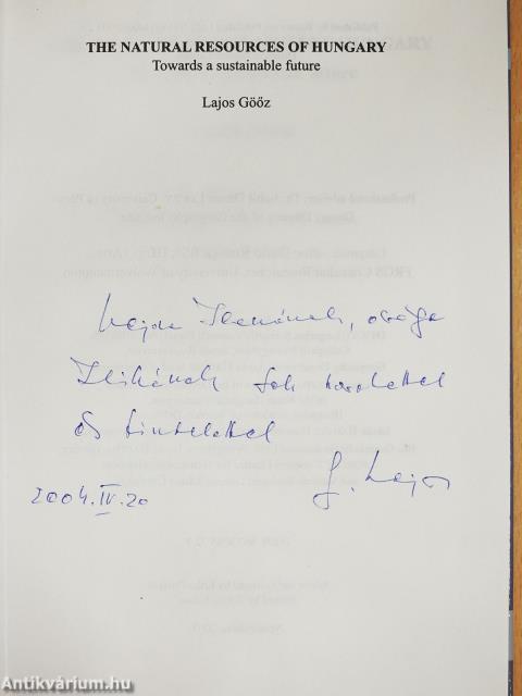 The natural resources of Hungary (dedikált példány)
