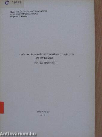 A Műszaki és Természettudományi Egyesületek Szövetségének 1969. évi kiadványai