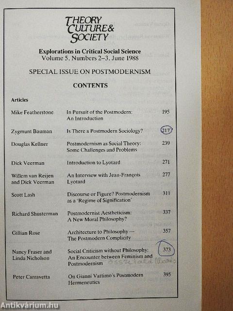 Theory, Culture & Society - Postmodernism