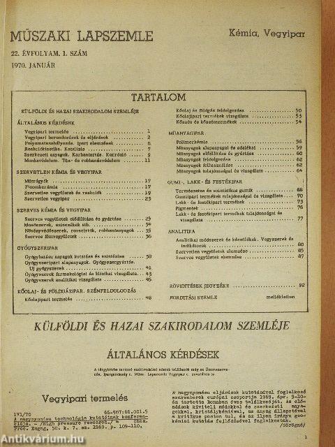 Műszaki Lapszemle 1970. január-december
