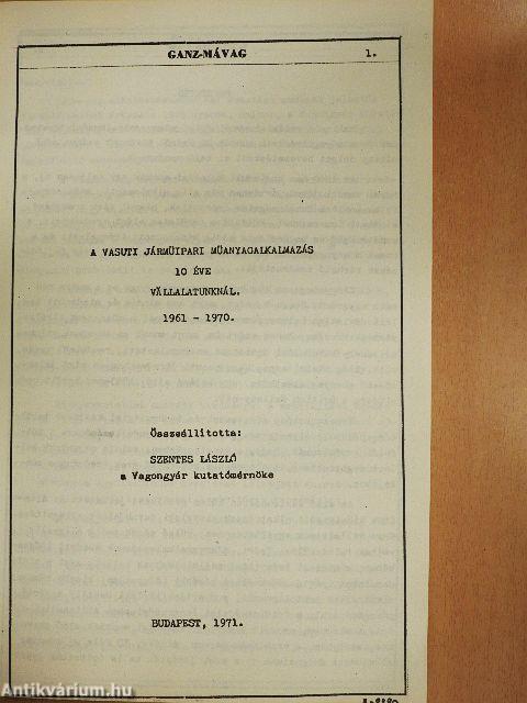 A vasúti járműipari műanyagalkalmazás 10 éve vállalatunknál 