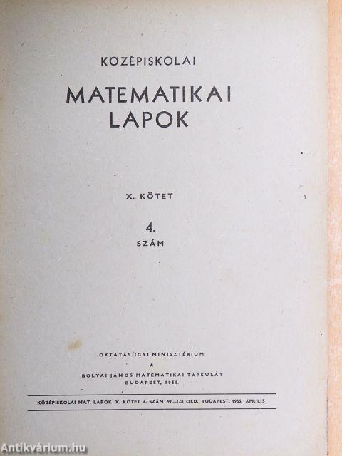 Középiskolai matematikai lapok 1955. április