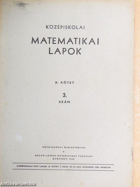 Középiskolai matematikai lapok 1955. március