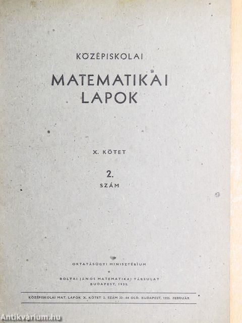 Középiskolai matematikai lapok 1955. február