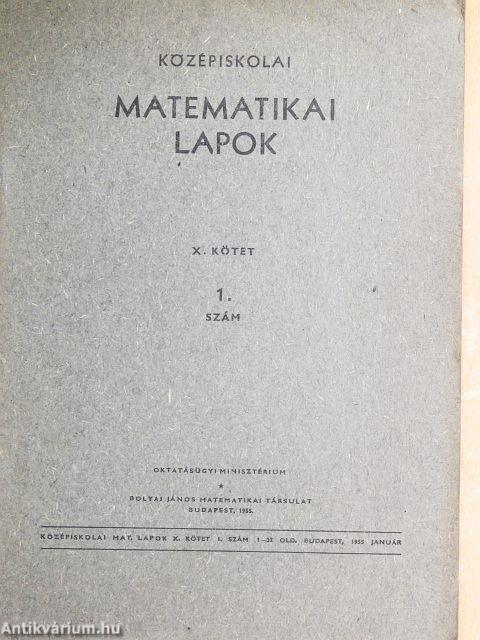 Középiskolai matematikai lapok 1955. január
