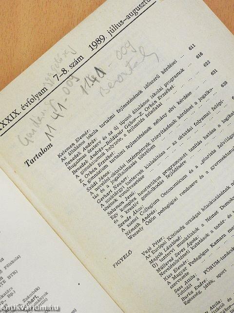 Pedagógiai szemle 1989. július-augusztus