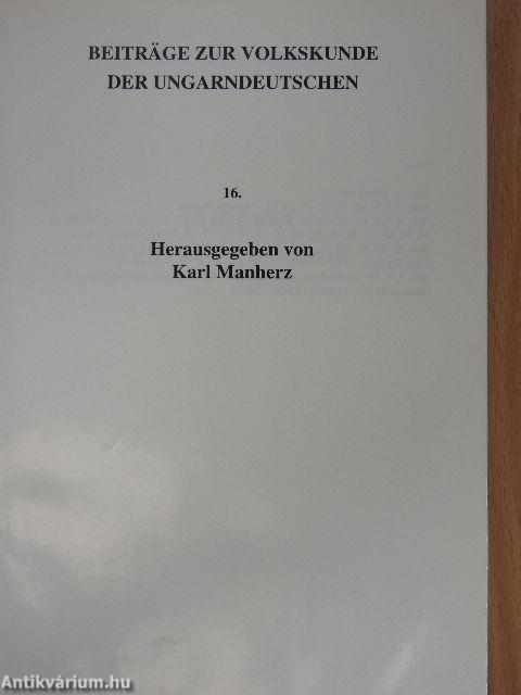 Beiträge zur Volkskunde der Ungarndeutschen 1999