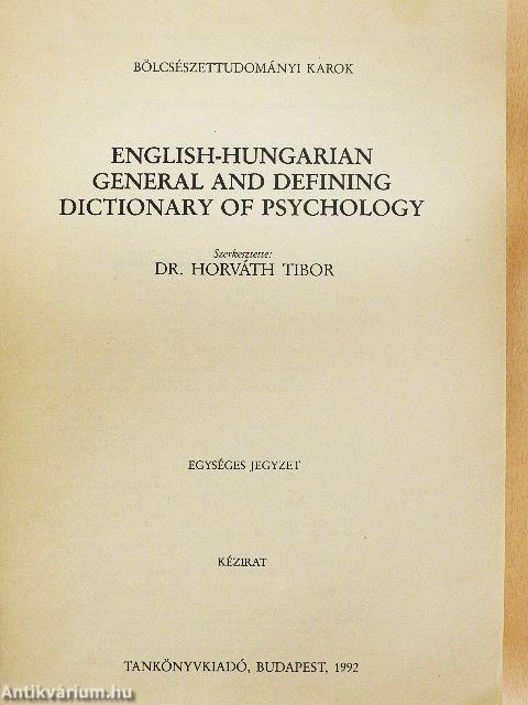 English-Hungarian General and Defining Dictionary of Psychology