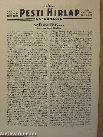 A Pesti Hirlap Vasárnapja 1932. szeptember 11.