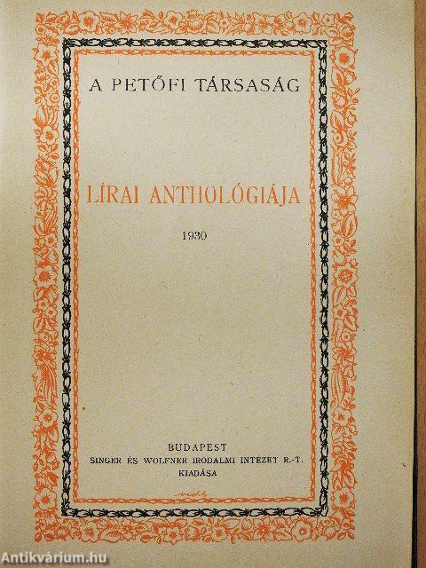 A Petőfi Társaság lírai anthológiája