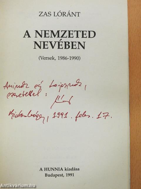 A nemzeted nevében (dedikált példány)