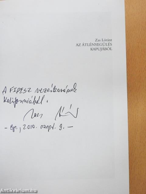 Az átlényegülés kapujából (dedikált példány)