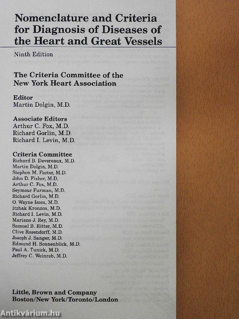 Nomenclature and Criteria for Diagnosis of Diseases of the Heart and Great Vessels