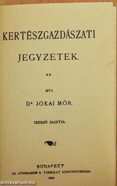 Kertészgazdászati jegyzetek (minikönyv)