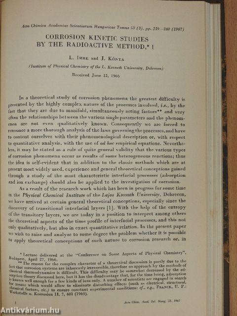 Über die Diffusion von Radongas (222Rn) in Porösen Festen Körpern/Neuartige Elektrochemische Verfahren zur Herstellung Tragerfreier Radioaktiver Praparate/Radioaktív abszolút mérések atommag-kémiai jelentősége I.