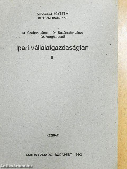 Ipari vállalatgazdaságtan II.