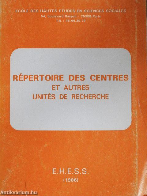 Répertoire des Centres et autres Unités de Recherche