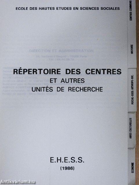 Répertoire des Centres et autres Unités de Recherche