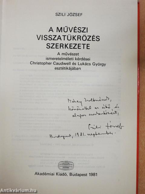 A művészi visszatükrözés szerkezete (dedikált példány)