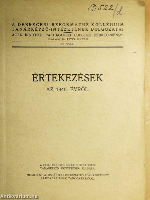 Értekezések az 1940. évről