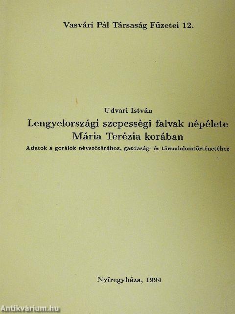 Lengyelországi szepességi falvak népélete Mária Terézia korában