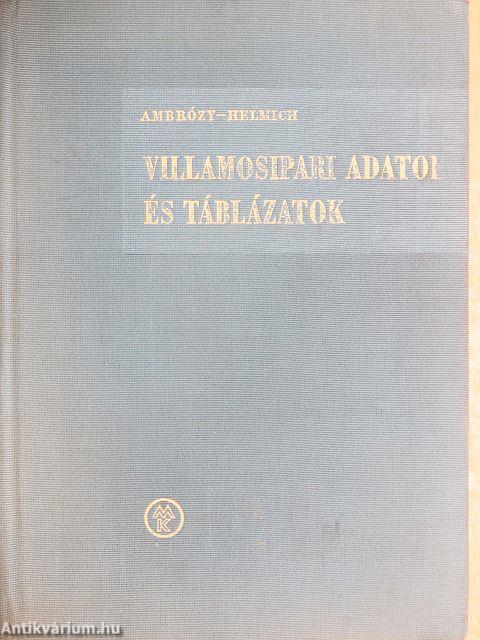 Villamosipari adatok és táblázatok