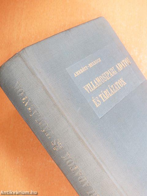 Villamosipari adatok és táblázatok