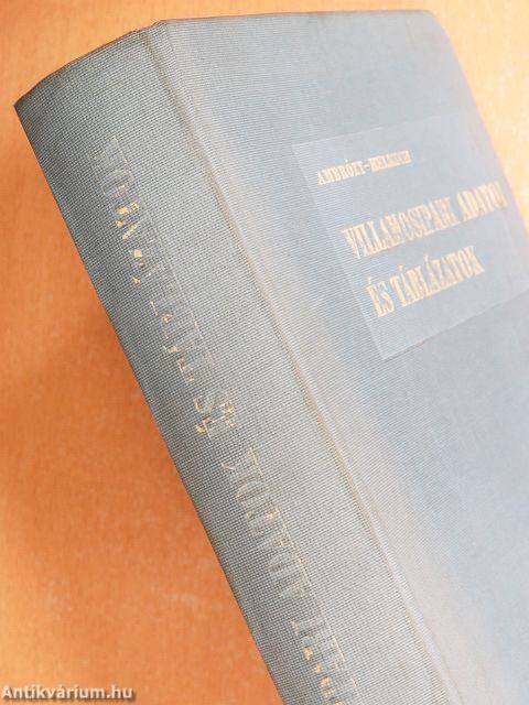 Villamosipari adatok és táblázatok