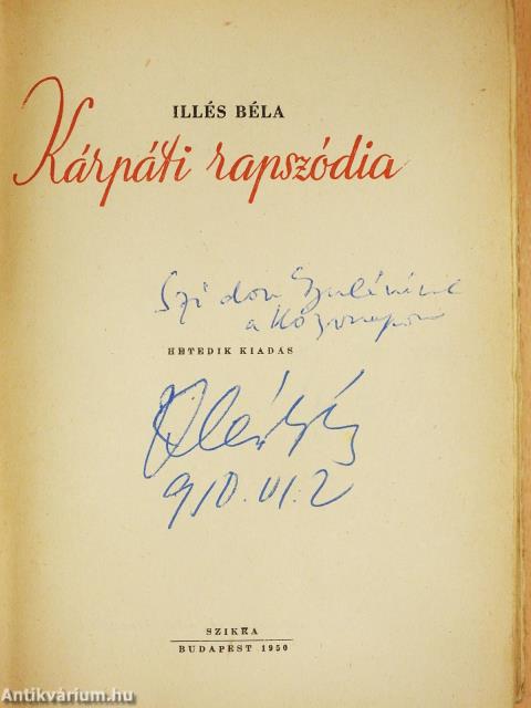 Kárpáti rapszódia (dedikált példány)