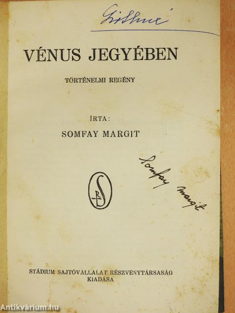 Vénus jegyében (aláírt példány)