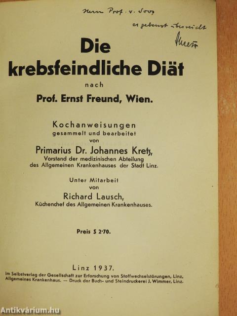 Die krebsfeindliche Diät (dedikált példány)