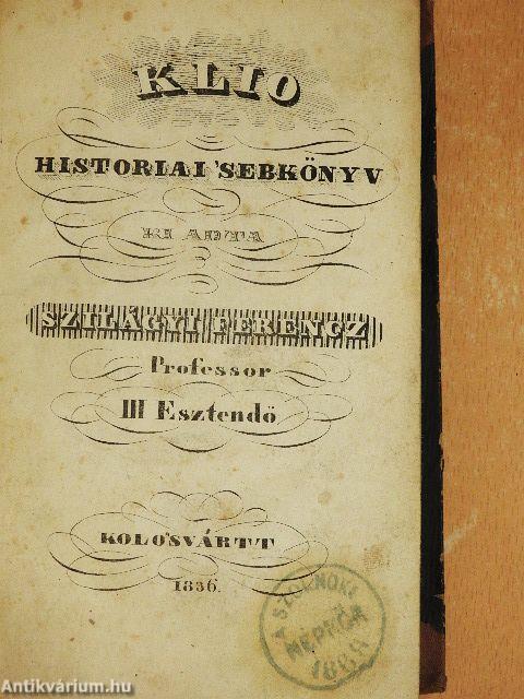 Klio Historiai 'sebkönyv III Esztendő