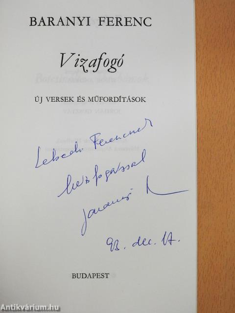 Vizafogó (sorszámozott, dedikált példány)