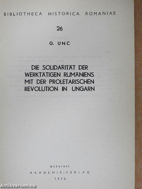Die Solidarität der Werktätigen Rumäniens mit der proletarischen Revolution in Ungarn