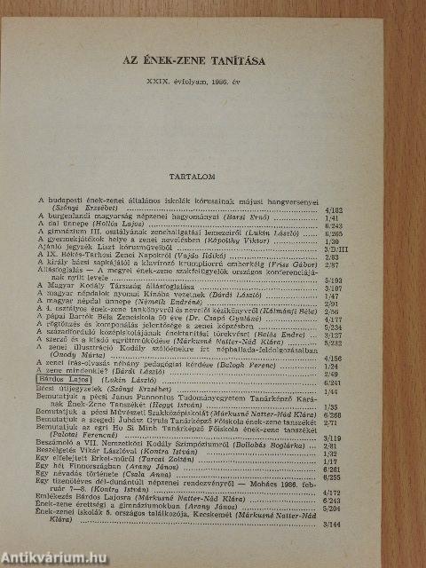 Az ének-zene tanítása 1986-1987/1-6.