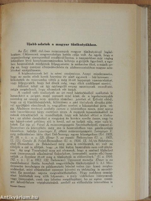 A Néprajzi Múzeum értesitője 1937-1938/1-4.
