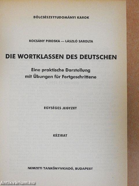 Die Wortklassen des Deutschen